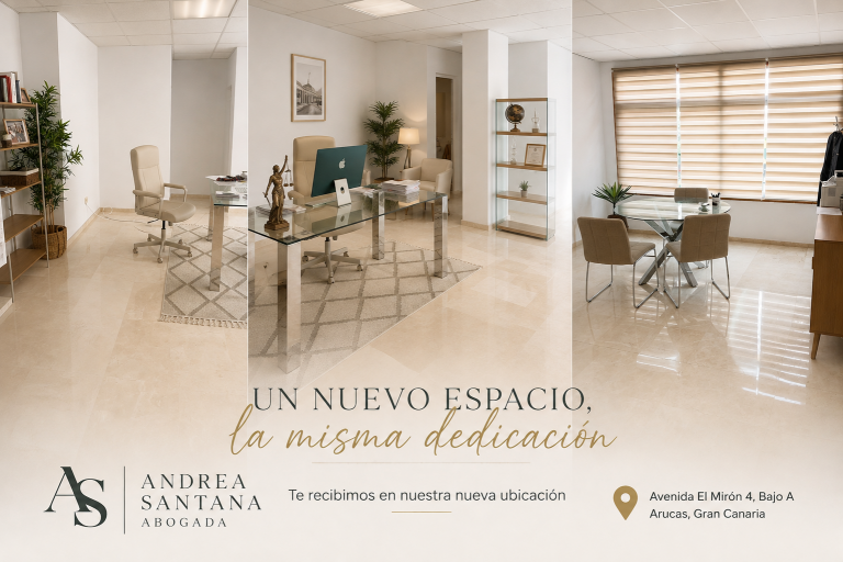 Andrea Santana Abogada inaugura su nuevo despacho en Avenida El Mirón 4, Bajo A, Arucas. Asesoramiento jurídico profesional, cercano y personalizado en Gran Canaria.